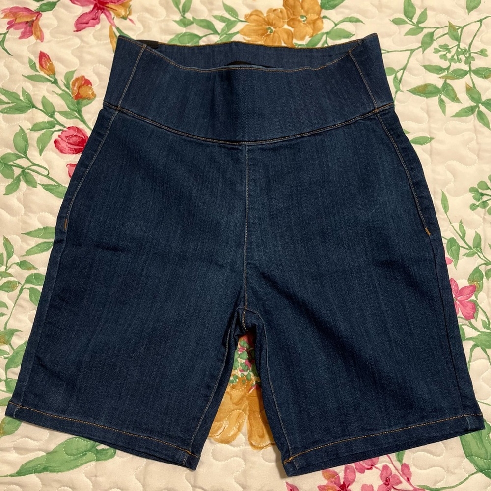 Denim High-Waist Biker Shorts